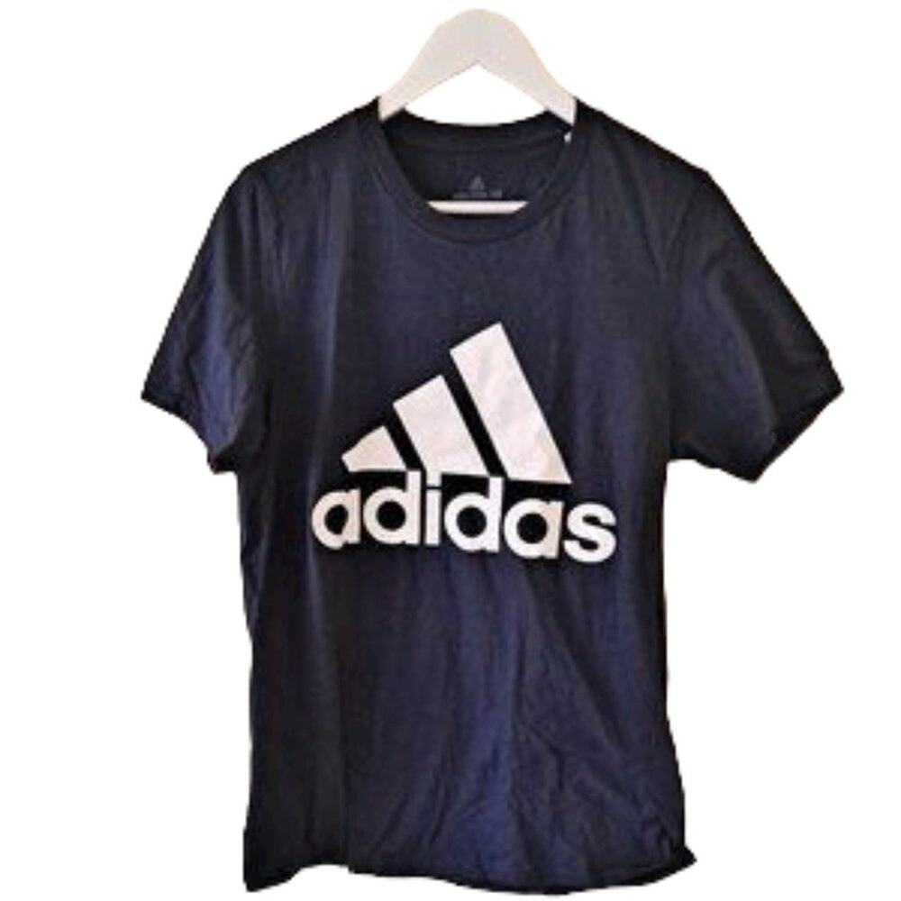Adidas Navy & White Active / Athletic Logo Tee Shirt - Size S
